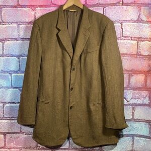 Donna Karan 44L Olive Brown Wool Silk Blazer Great Condition